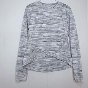 Lululemon Heathered Light Gray Crossover Hem Long Sleeve Top